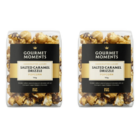 Salted caramel drizzle vegan gourmet popcorn  in 2x 110g bags, crafted for a refined taste.