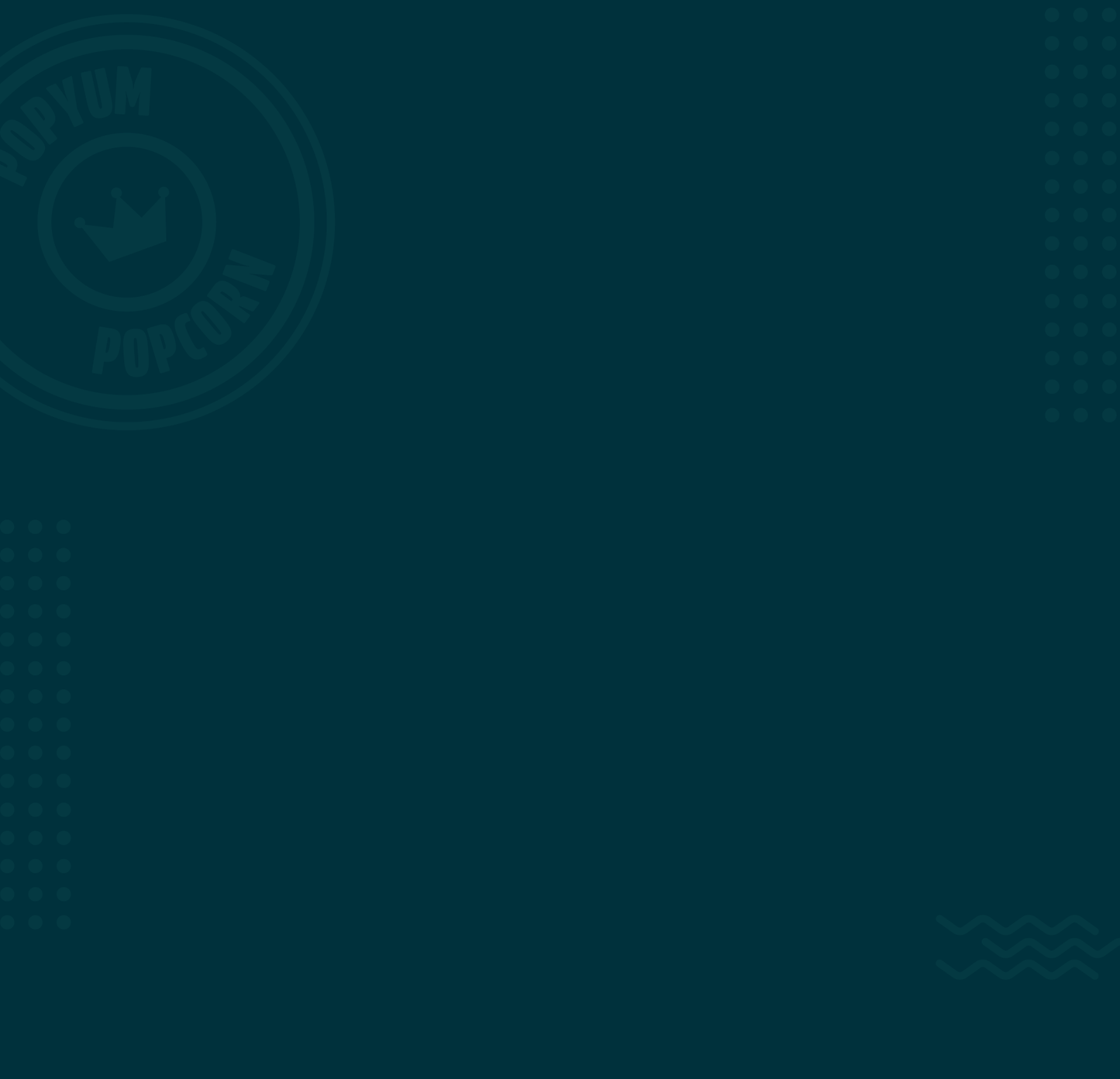 Solid dark blue colour swatch with a Pop Yum Popcorn logo stamp.