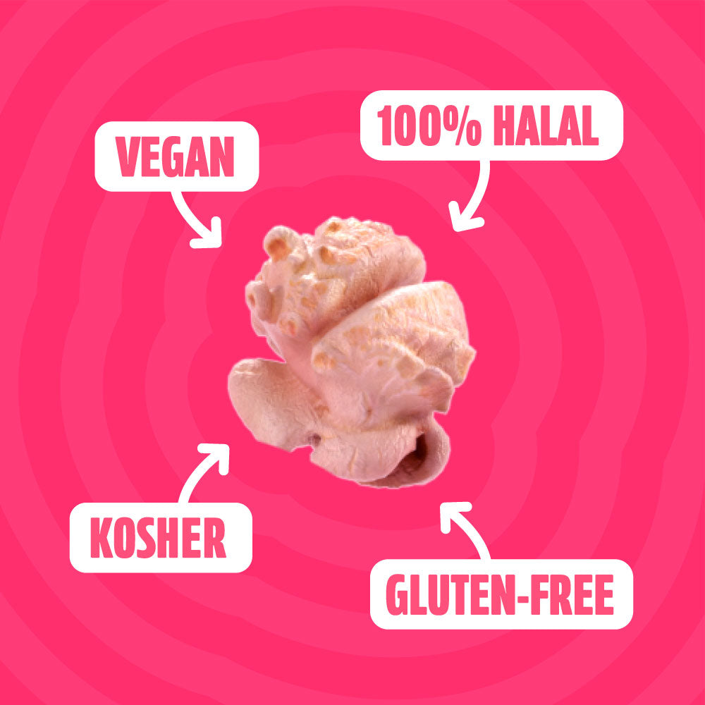 Raspberry Vegan Popcorn | 120kcal Per Pack – Pop Yum Foods LTD